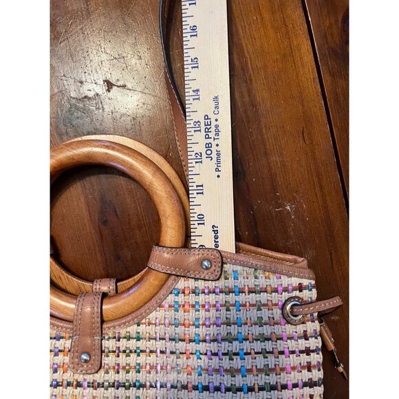 Fossil women's woven fabric handbag with circular handles, medium size, leather - Picture 7 of 11